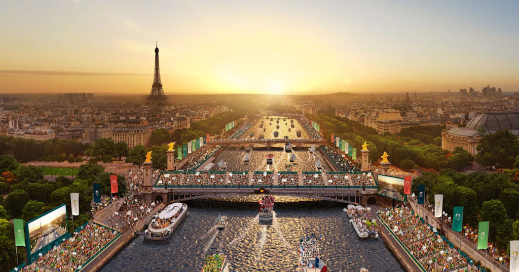 Vue aérienne paris, la seine et la tour effeil